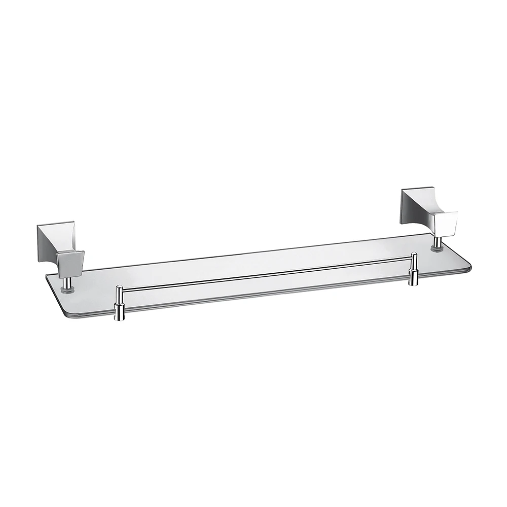 Chrome Finished Bathroom Hardware Shower Room Use Wall Mounted Bathroom Glass Shelf Bath Towel Holder