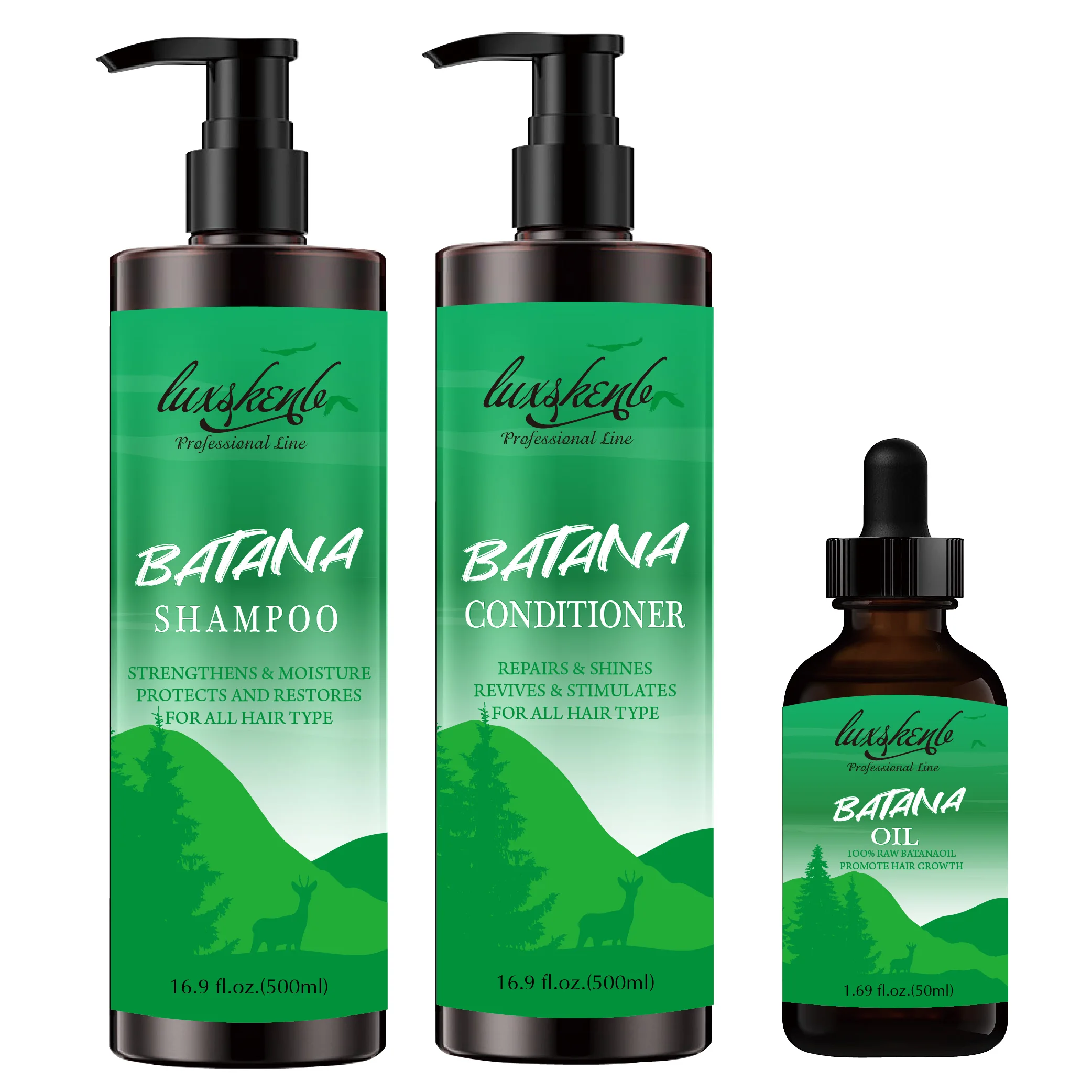 Luxury Black Women Hair Care Set Private Label Herbal 3in1 Anti Hair Loss Batana Rosemary Oil Hair Growth Strenghtning Shampoo