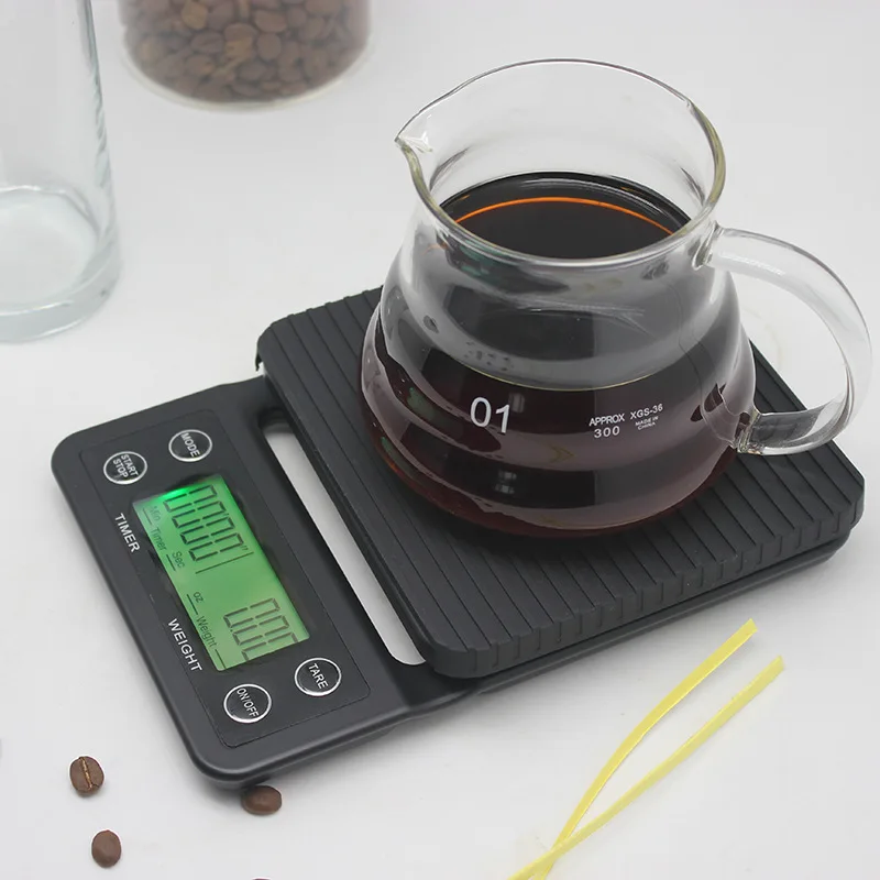 Yoshan Wholesale LFGB  3/5kg  Smart  Mini Digital Coffe Balance  with Tare Timer Function Espresso Kitchen Food Coffee Scale