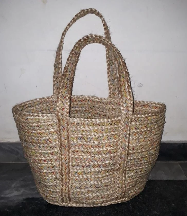 Hot New Products Jute Bag Manufactured in India Storage Baskets Re-cycled Fabric Sustainable