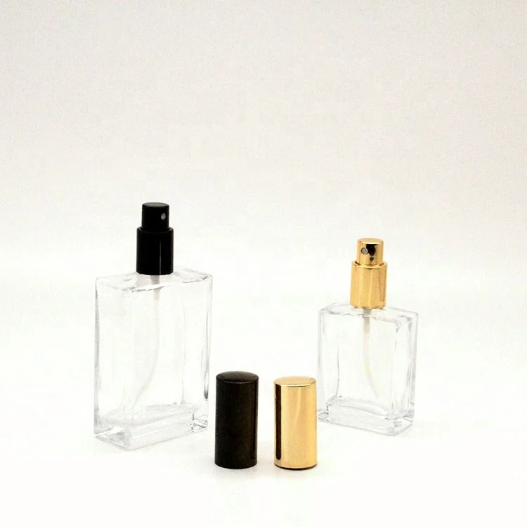 
Best Price 10ml 30ml 50ml 100ml Exquisite Flat Square Perfume Clear Glass Bottle With Sprayer Cap 