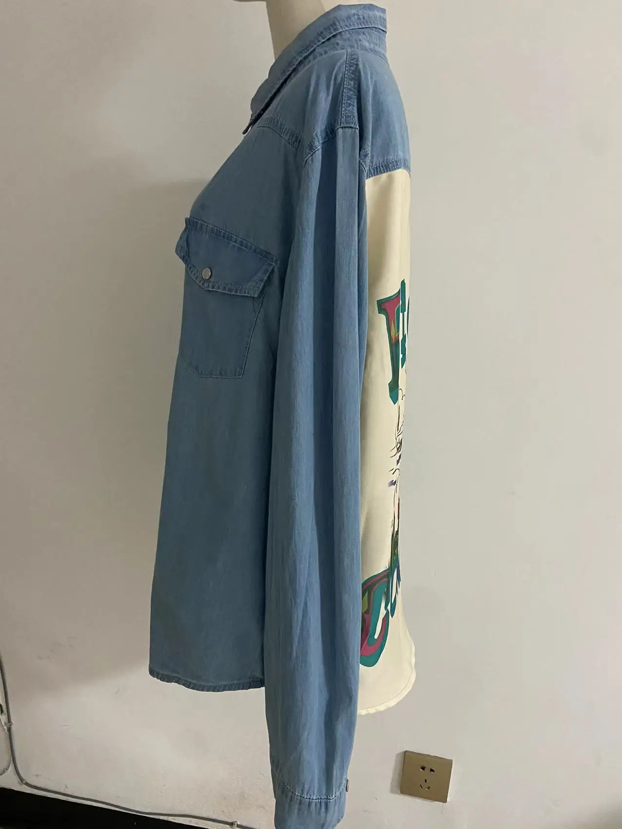 2023 New fashion women denim blouse denim dress women cowboy printing denim jacket women