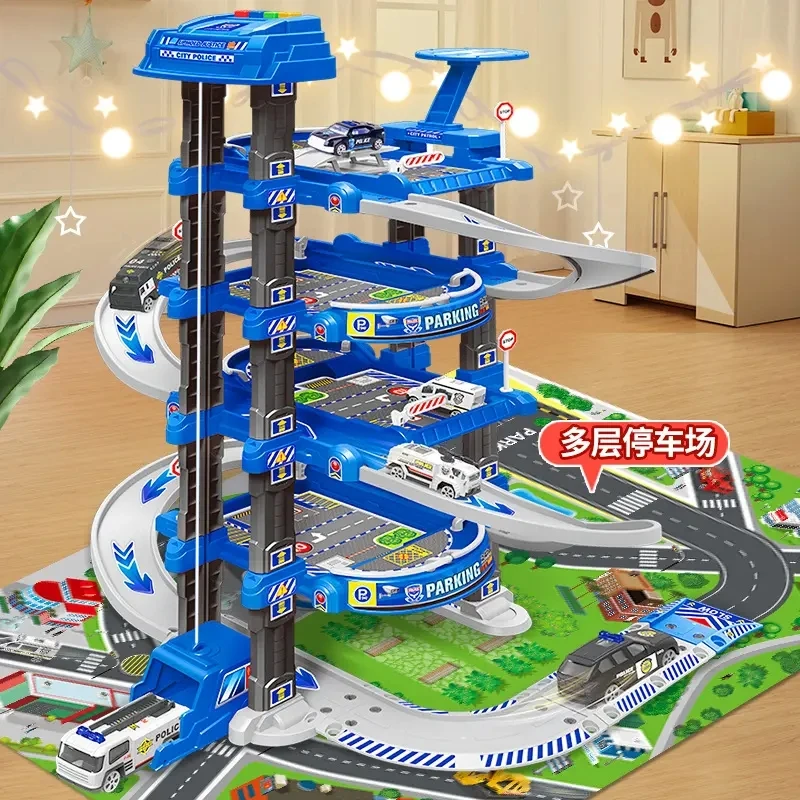Winding Road Rail Car Park Parking Lot  police Set Railway Set And City Set Slot Toys Boys And Girls Interactive Toy Playing