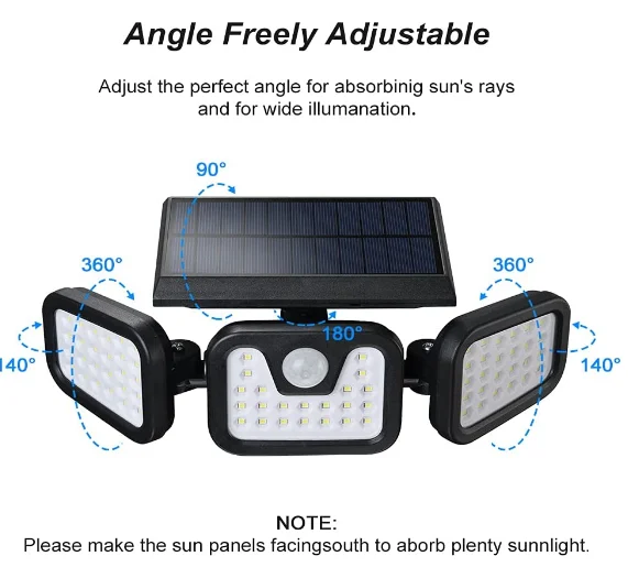 LED Solar Outdoor Lights with 270 degree Lighting Weather Resistant and IP65 Waterproof