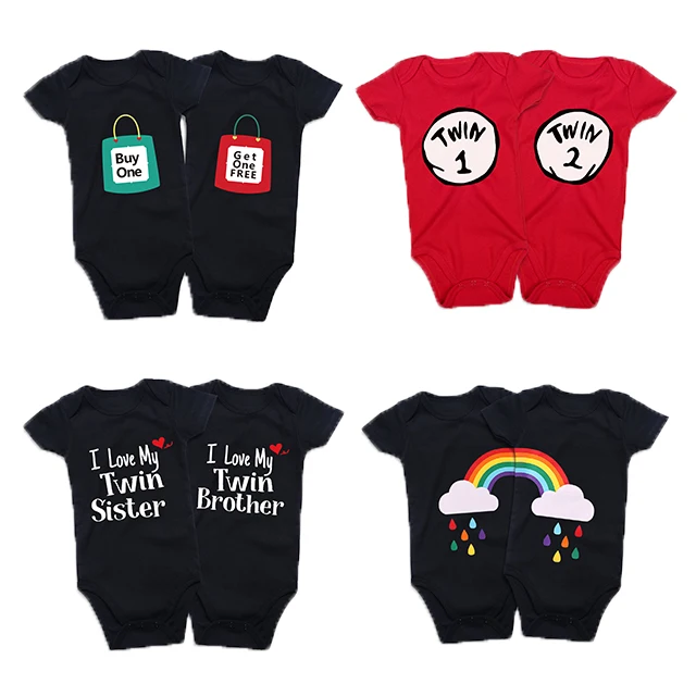 Custom Short Sleeve Toddler Bodysuit Cotton Baby Rompers Baby Clothes For Twins Girl Boy