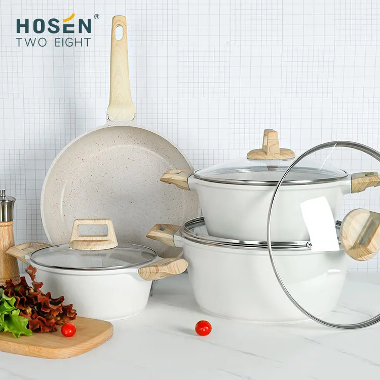 Custom Hot Selling Induction Cookers Metal Pot Aluminum Cookware Sets Soup & Stock Pots and Pans Non-stick Cookware Sets