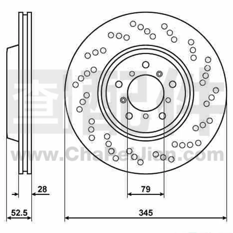 Factory offer brake disc 345*28mm stock partnumber 34112282446 and 34112282445  for bmw e46 m3 CSL