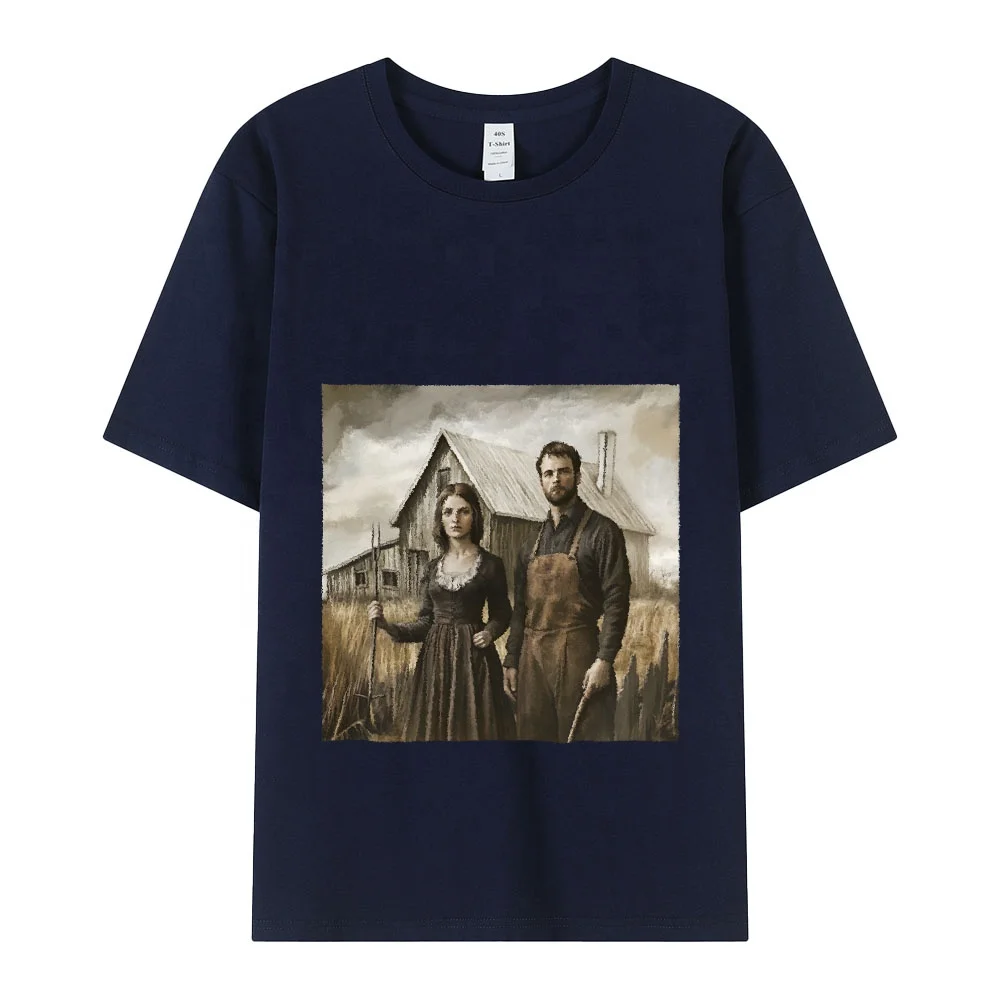 Casual Loose-Fit Cotton T-Shirt Moisture-Wicking and Skin-Friendly with Short Sleeve O-Neck Character Digital Print