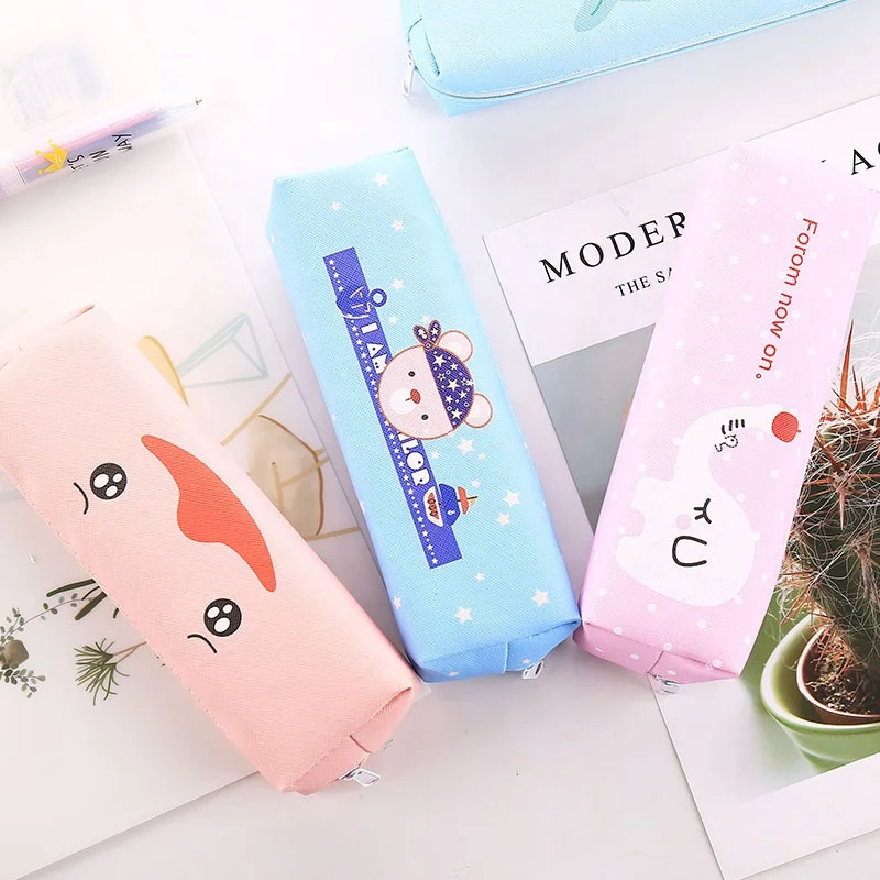 Cute Pencil Case Pencil Pouch Printed Pencil Bag Small and Portable Animal with Zipper Cartoon 2020 Best Selling Soft Pu Leather