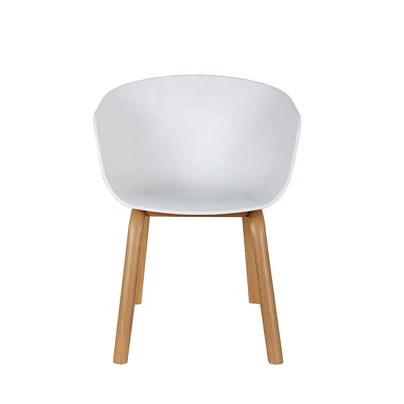 Wholesale popular home furniture colorful plastic dining room chairs Plastic armrest dining chair wood leg coffee chair