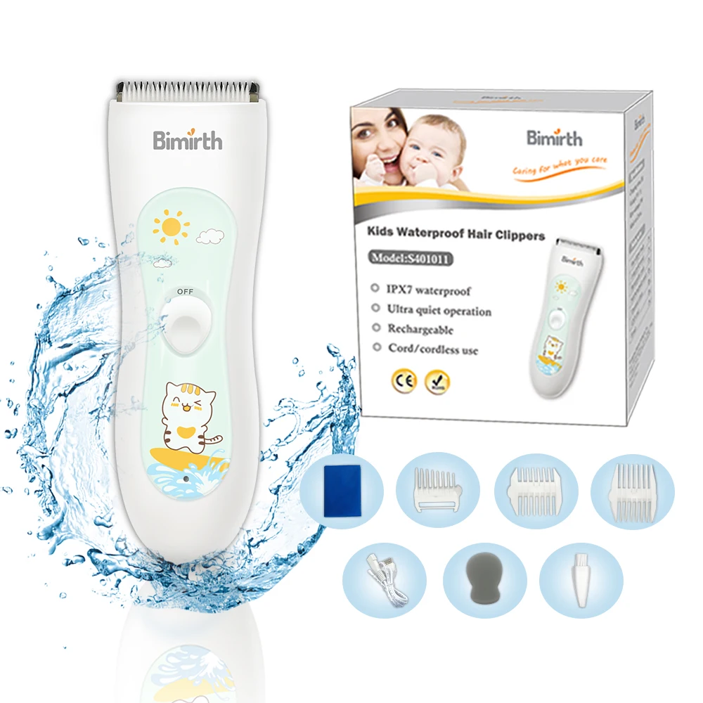 Bimirth Personal Hair Trimmers Household IPX7 Waterproof Usb Rechargeable Cordless Kids Baby Safe Silent Hair Clippers
