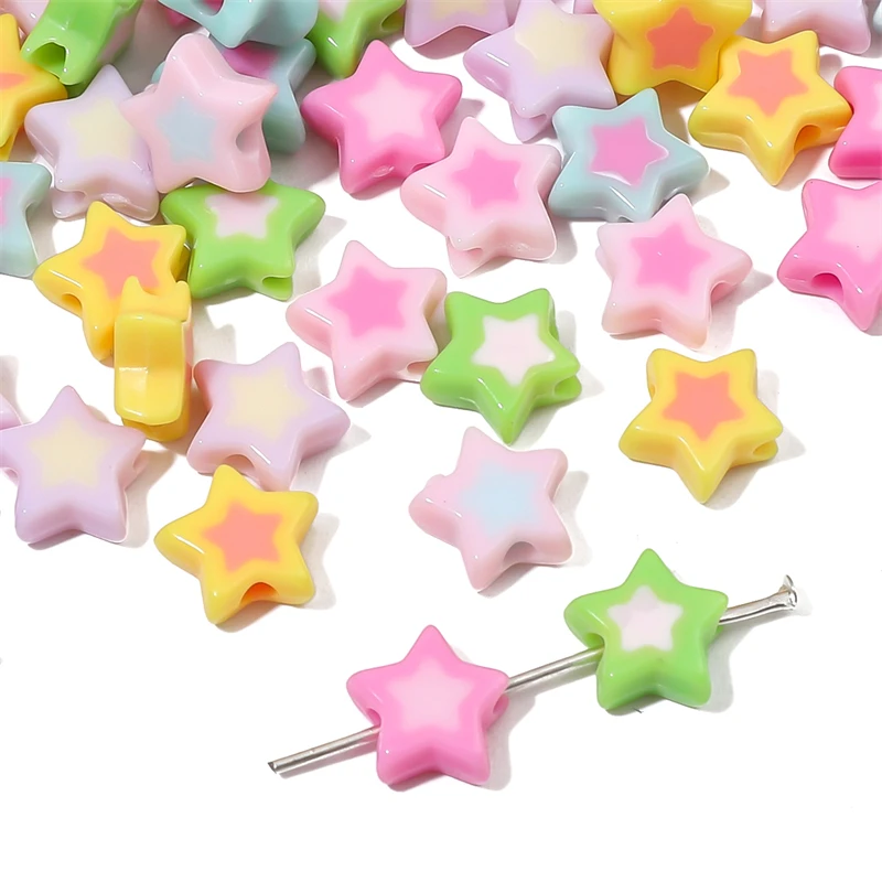 Оптовая продажа акриловые цветные контрастные бусины со звездами бижутерия для женщин ювелирные изделия «сделай сам» браслеты шармы аксессуары изготовления