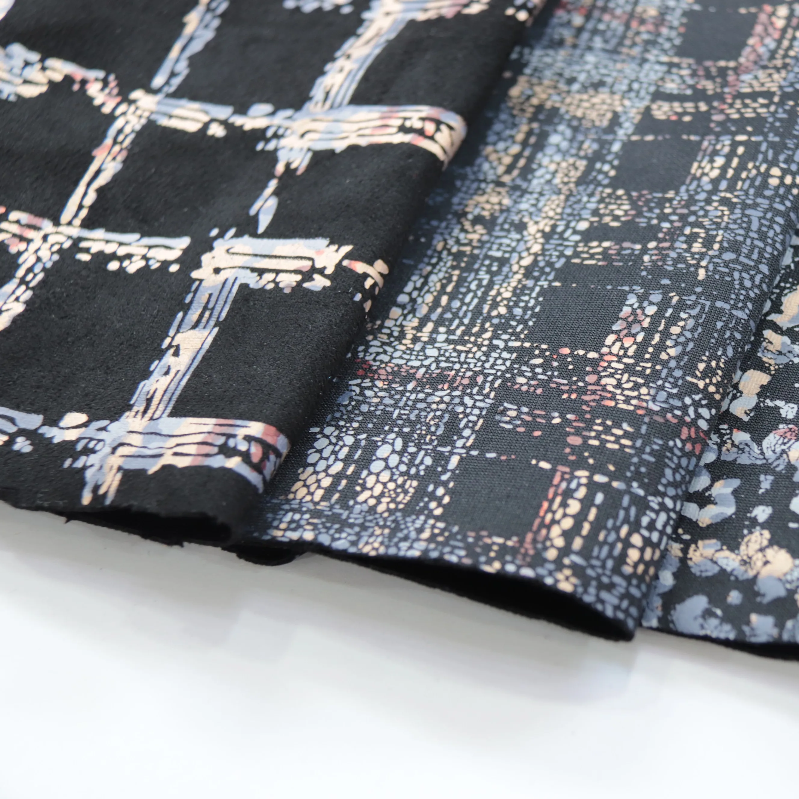 polyester spandex foil fabric foil glitter print Creative foil prints  for coat shirt