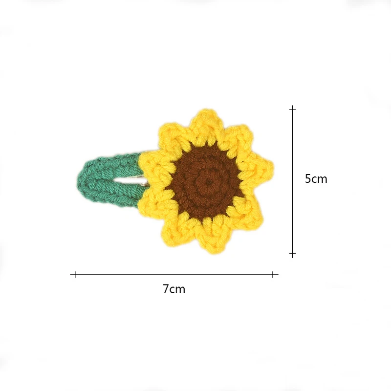 Cute Handmade Fabric Sunflower Hair Clip Snap BB Crochet Flower Hair Clip For Kids