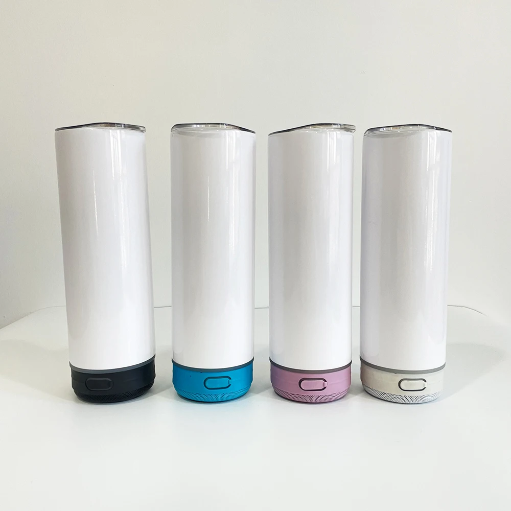US Warehouse Sport use bowling 600ml 20oz shaped Smart Stainless Steel Water Bottle Intelligent audio water bottle with speaker