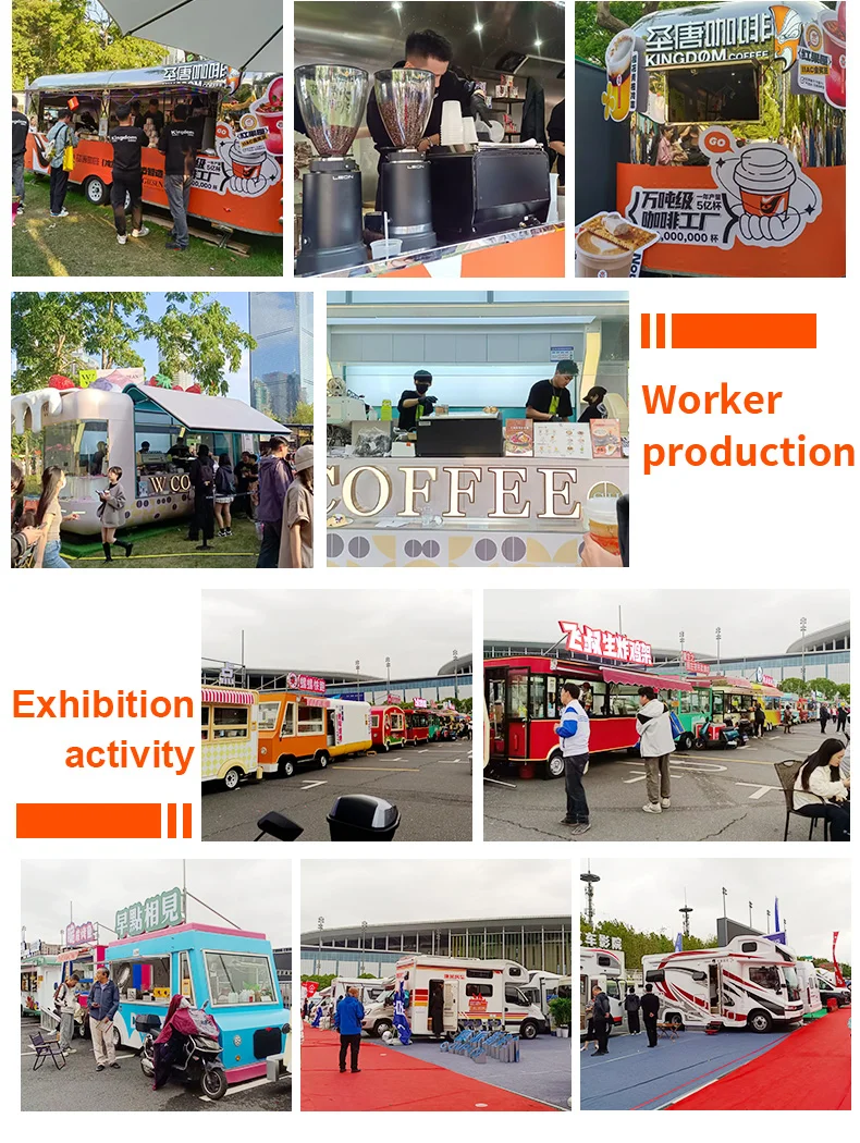 Multifunctional Mobile Coffee Fast Food Trailer Airstream Mobile Hot Dog Pizza BBQ Food Trucks With Full Kitchen for Sale