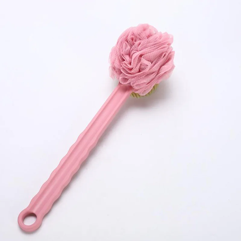 Shower body brush with bristles and loofah scrub brush