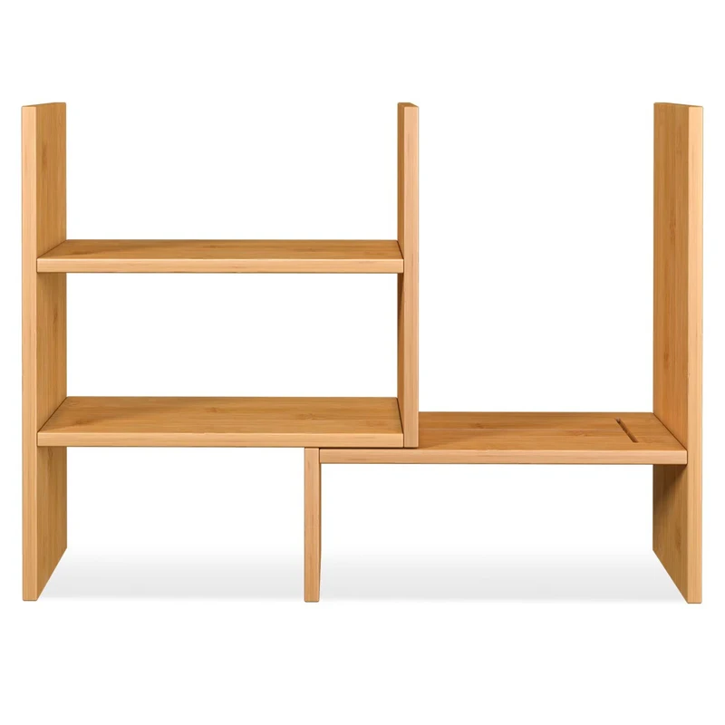 New product Multipurpose Bamboo Desktop Bookshelf  Adjustable Desktop Display Shelf Rack