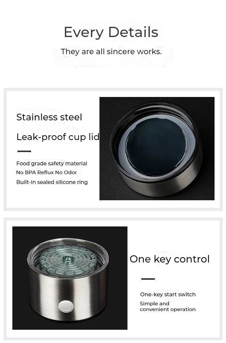 420ml USB pem hydrogen infused water glass Custom Hydrogen water bottle Portable Glass Hydrogen Water Generator Bottle with logo