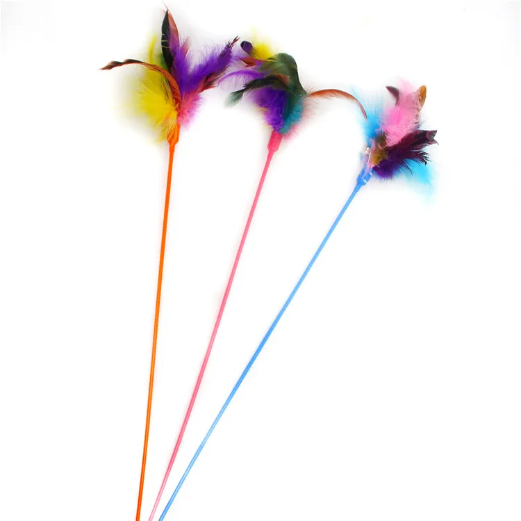 2021 Europe And The United States Hot Spot Plastic Color Scratch-resistant Cat Pole Feather Cat Toys