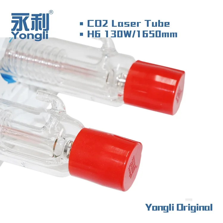 Top Manufacturer Yongli Customizable CO2 Laser Tube 130w 160w H6 for Metal Acrylic Wood Stone Materials Engraving