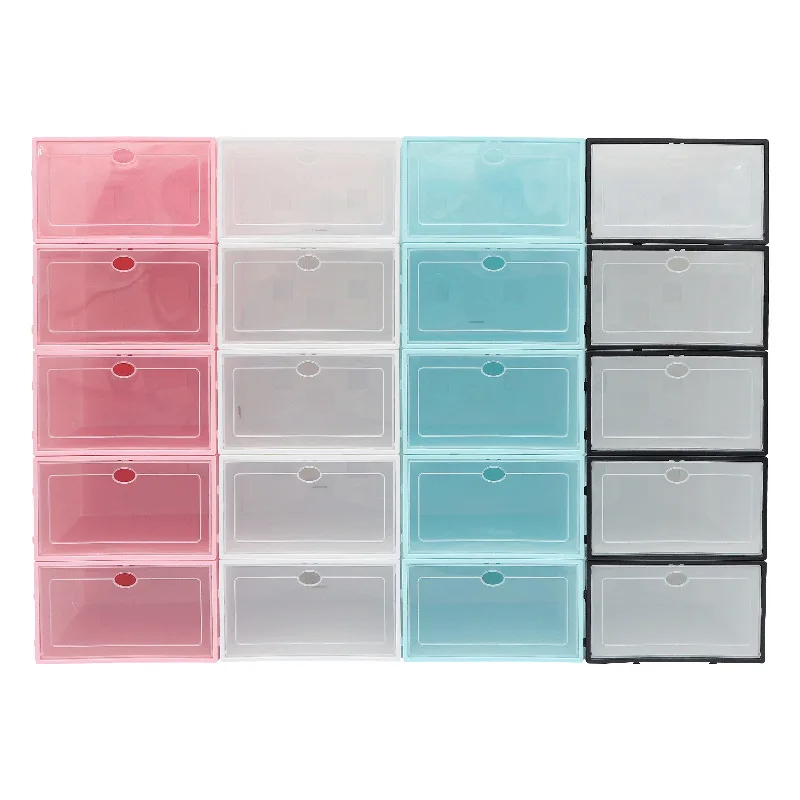 Foldable Clear Shoe Boxes Plastic Organizer Transparent Storage Cabinets Stackable Acrylic Dust Proof Shoe Display Cases