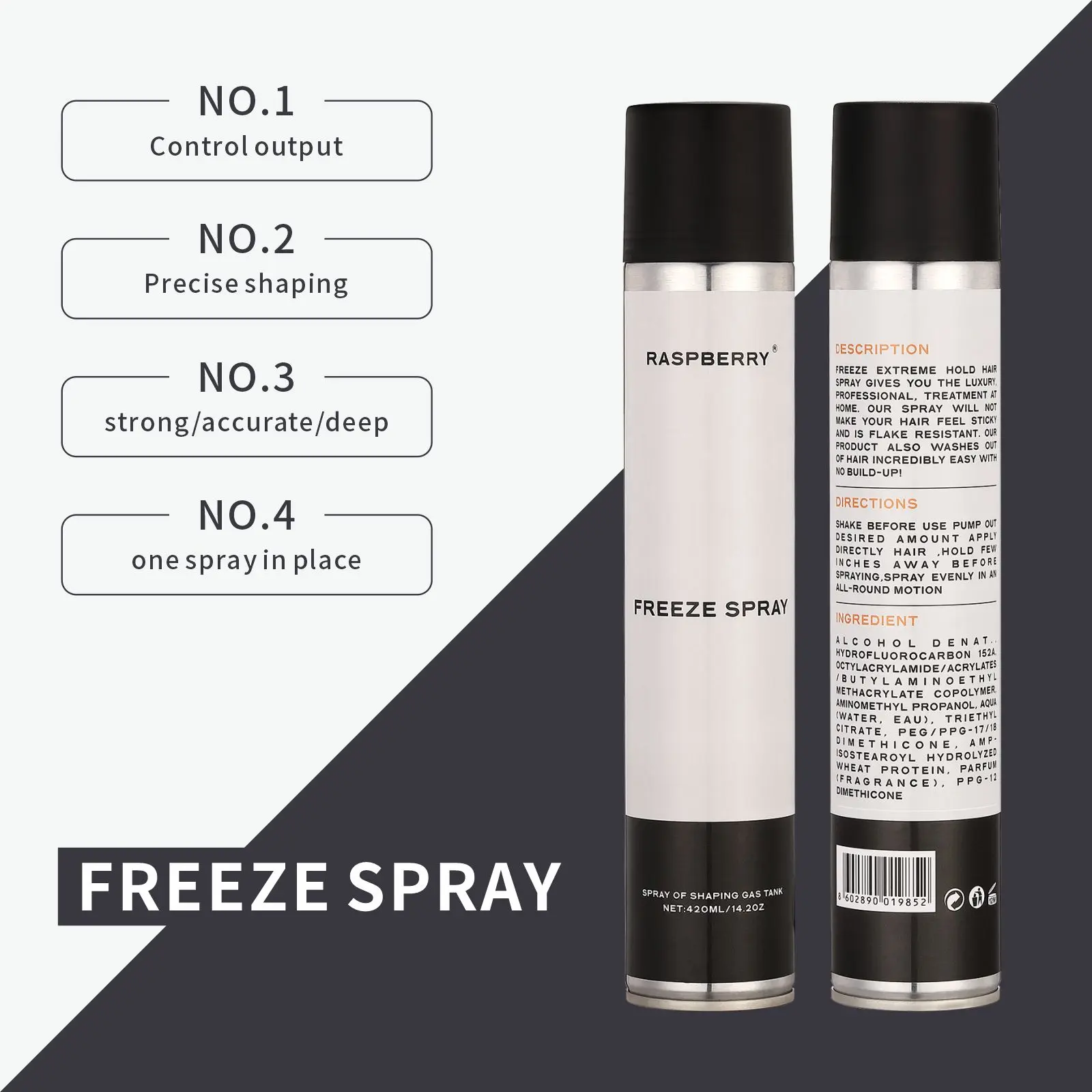 New Arrivals Private Label Strong Hold Hair Styling Spray Fast Dry Custom Your Logo High Quality Hair spray For Men