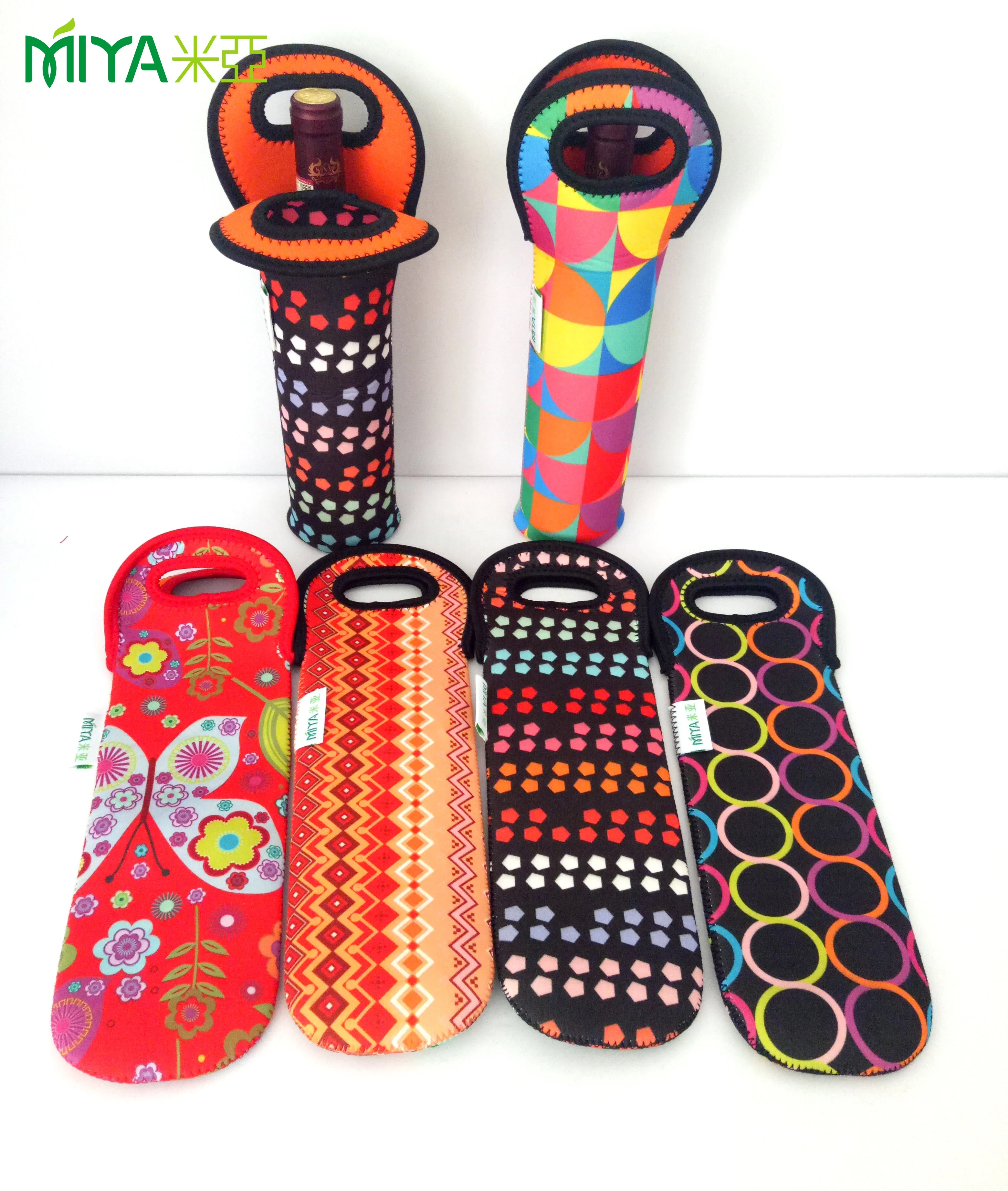 
Factory custom neoprene wine bottle tote bag cooler bags 