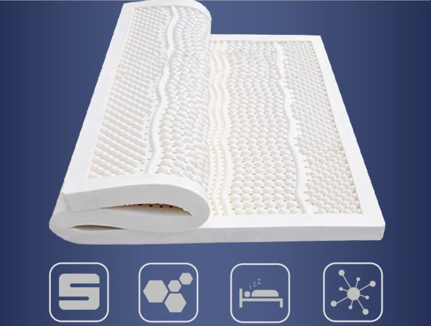 High Quality Pure Natural Latex Mattress Soft Topper with Removable Washable Cover Pressure Relief latex mattress