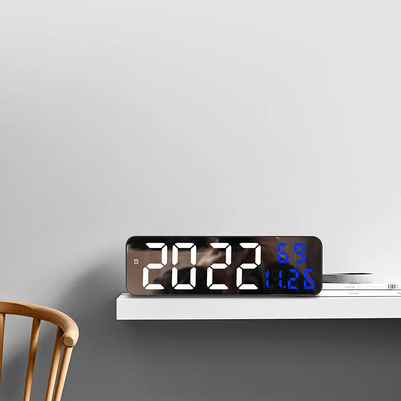 New LED alarm clock, multifunctional electronic clock, voice controlled snooze electronic alarm clock