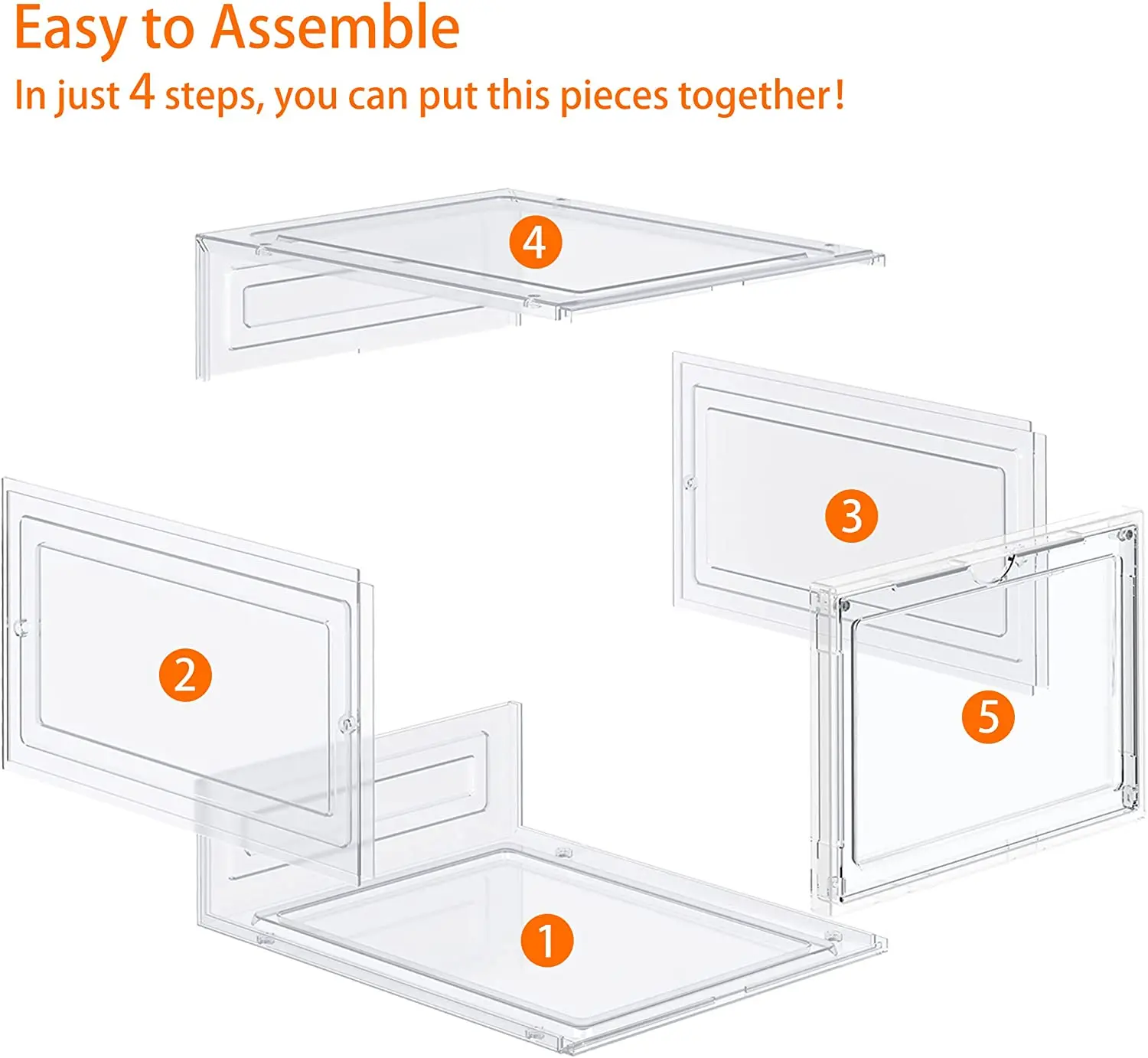 Wholesale Transparent Plastic Sneaker Stackable Shoe Storage Boxes Drop Front Acrylic Drawer Type Magnetic Clear Shoe Box