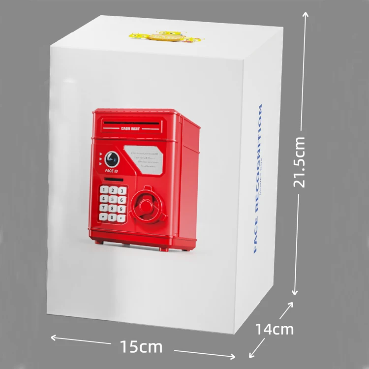 Wholesale NEW Simulation Face Recognition ATM Cash Pot Password Automatic Roll Money Safe Money Bank Box Educational Toy Gift