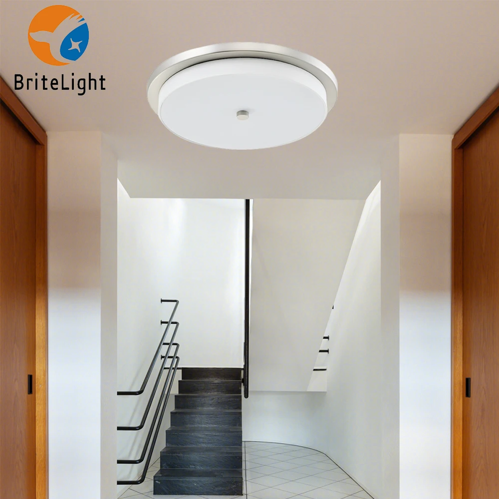 10 inch White Fabric Shade Round Surface Mounted Home  Office Modern Ceiling Light