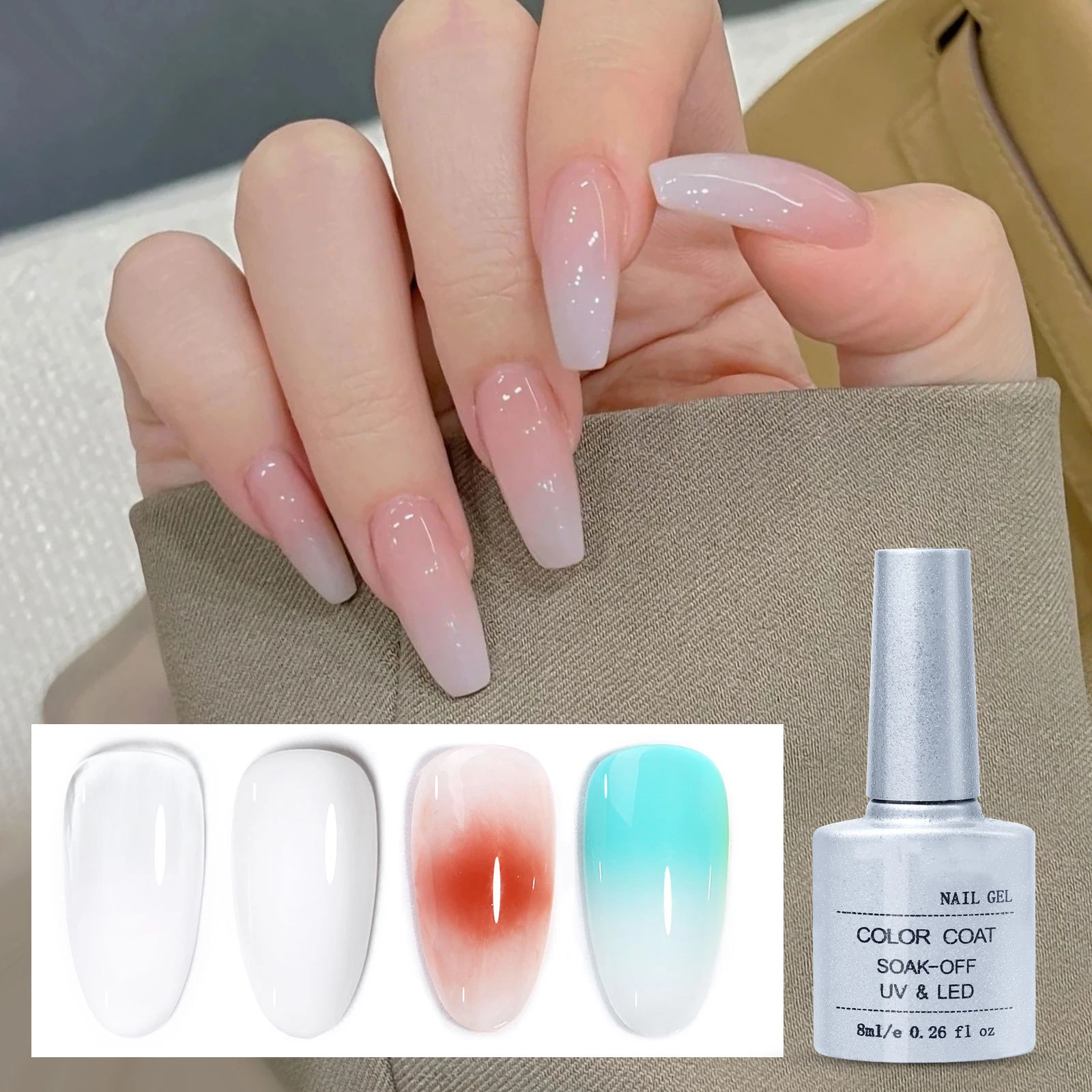 2022 Popular colors gel nail egg white clear milk universal smudge honey girl bulk uv gel nail
