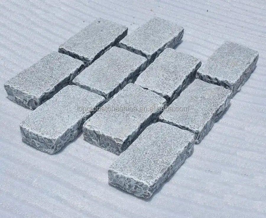 Grey Granite Landscaping Stone Patio Paver Blocks Driveway Walkway Sidewalk Paving Stone Cube Cobbles Stone Garden Floor