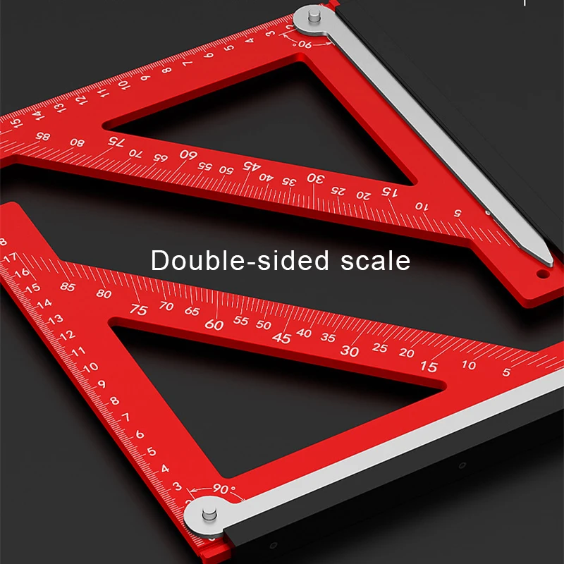 Aluminum Alloy Horizontal Square Right Angle Ruler Triangle Ruler Multifunction Woodworking 90Degrees Angle Ruler Measuring Tool