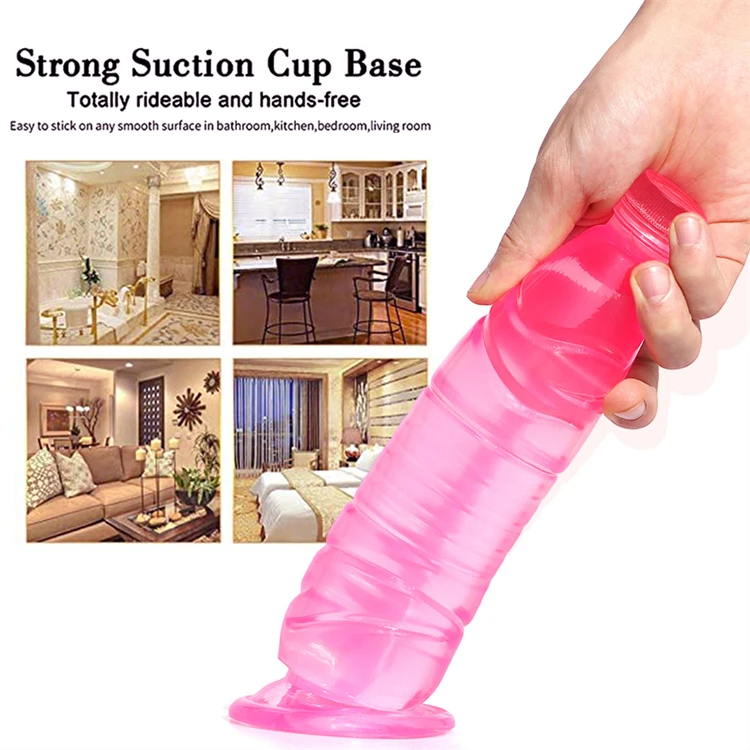 Mineral Water Bottle Shaped Simulation Large Phallus For Men/Women With Posterior Anal Plug Penis Transparent Masturbator