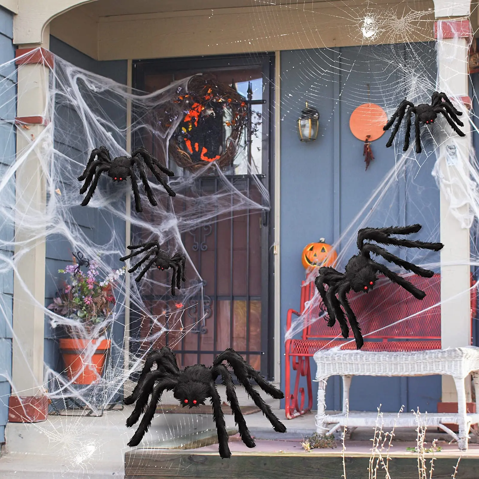 30cm-200cm Super Big Plush Spider Black Scary Giant Realistic Fake Hairy Animal for Party Halloween Decorations