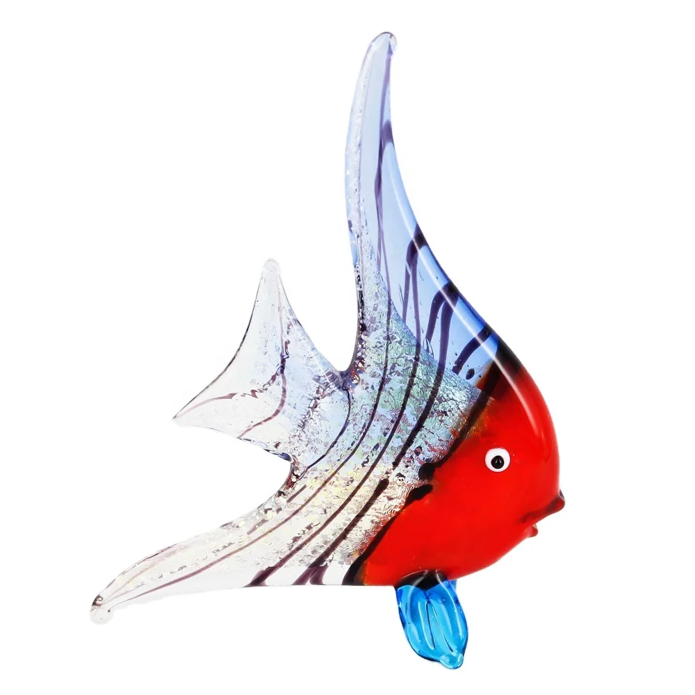 Hand blown art murano tropical fish glass figurines