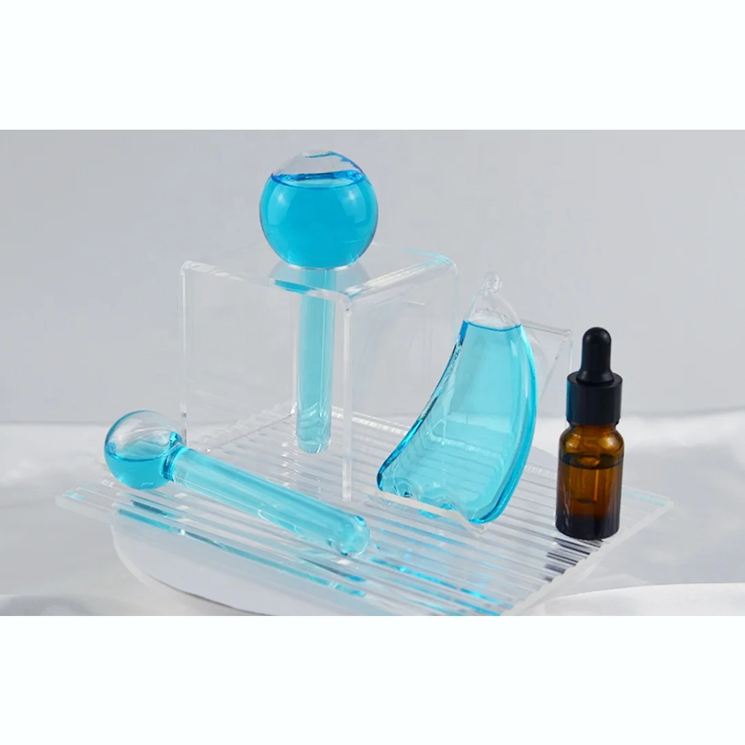 Beauty care tool massage cooling guasha for face acupuncture massager scrapping custom glass guasha