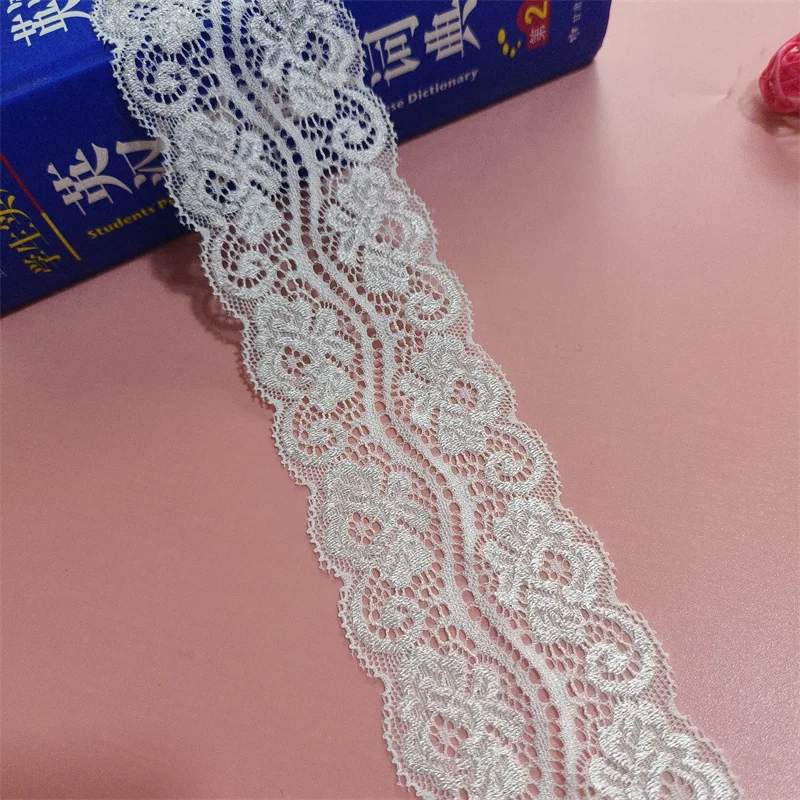 2023 Narrow lace 6CM white pressed floral elastic lace suitable for sewing underwear, underwear, clothing accessories S1318-1