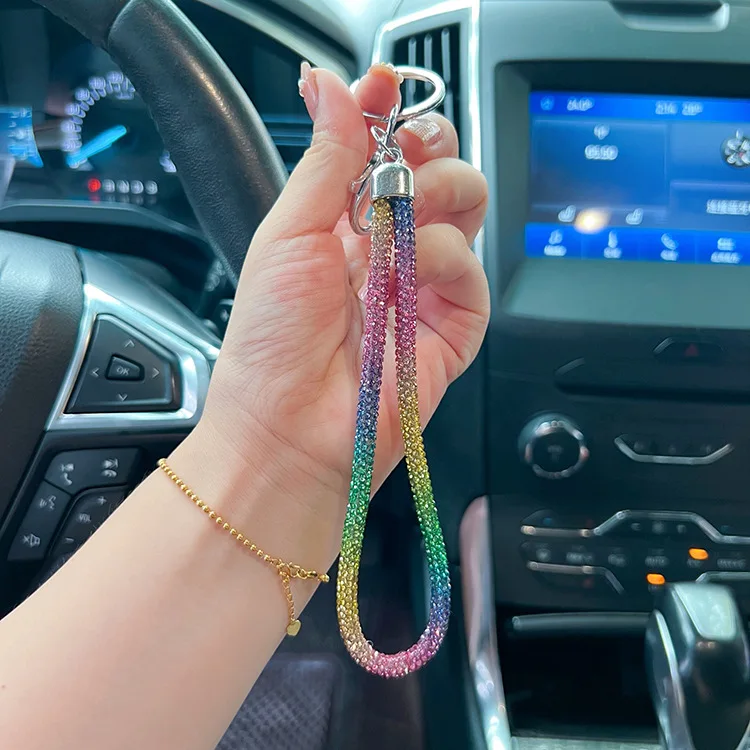 Fantasy Bling Wristlet Lanyard Keychains for Women Rhinestone Wrist Strap for Keys Keychain Wallet Credit Card Cell Phone Holder