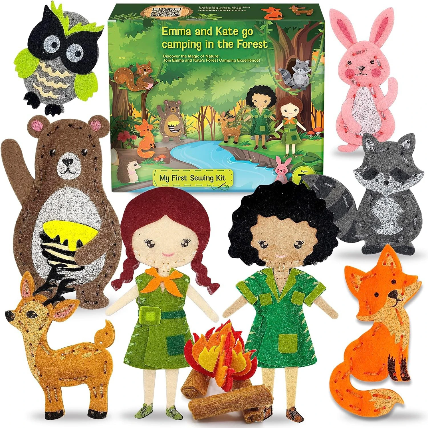 Fun and educational animal craft set for kids age 7-12 sew your own felt animals craft kit for beginners