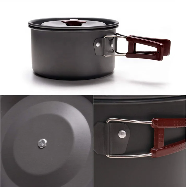
Hot sale cheap 4-6 person Portable Alloy Outdoor camping Cooking Set Cookware 