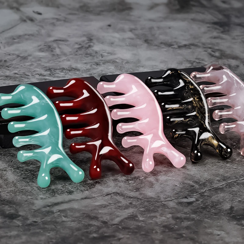 Resin Gua Sha Comb Facial Massage Board for Relaxation Improves Blood Circulation Multifunctional Meridian Massage Comb