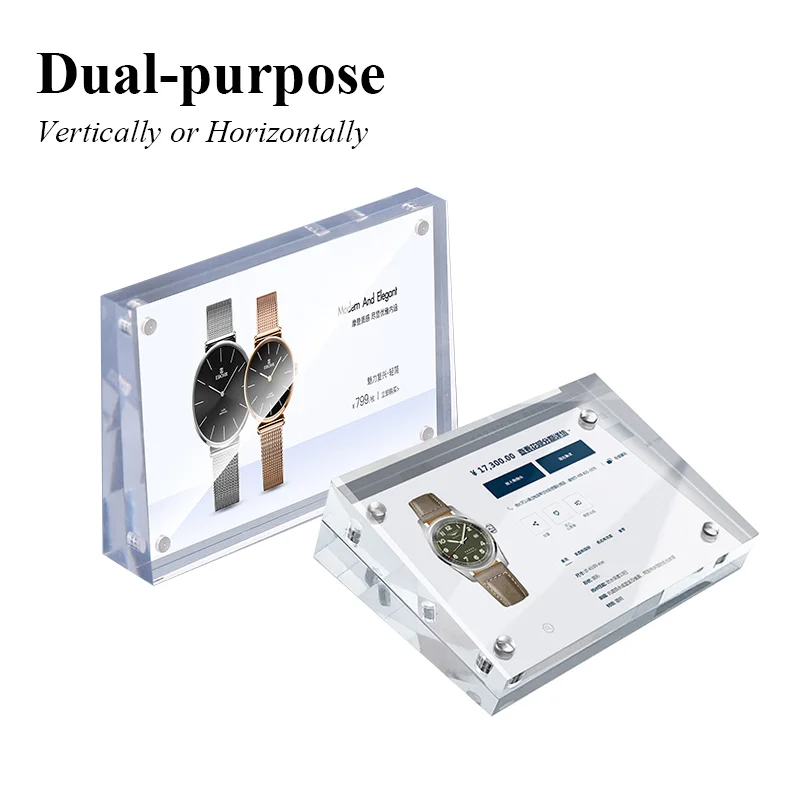 3.9*3.9 inch Ecofriendly Desktop Double Magnetic Acrylic Sign Holder Price Label Card For Markets Events