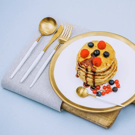 Wedding Party Events Cutlery White gold plated Flatware Silveware Sets