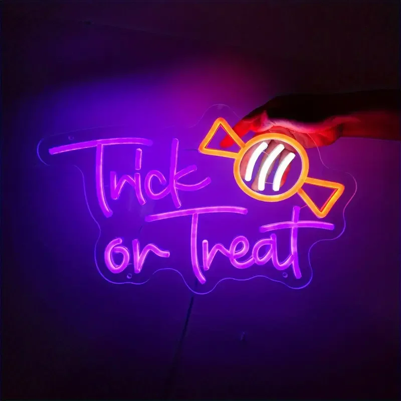 Adjustable LED Neon Lights Festive Halloween Decor Trick Treat Wall Art Home Bars Salons Cafes Porches Front Doors USB Powered