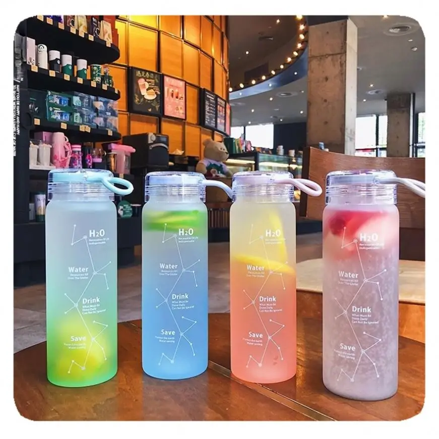 460ml Simplicity Matte Gradient Glass Constellation Print Portable Glass Cup Water Bottle