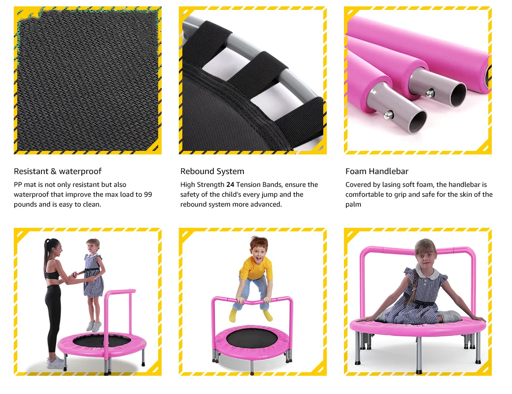 Household 36 Inch Mini Bungee Jumping Small Trampolines Kids Trampoline Indoor For Sale